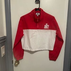 Juicy Couture Pink and White Cropped Windbreaker Jacket